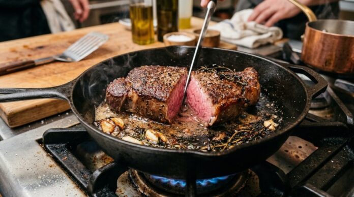 Os cozinheiros concordam: “O bife não melhora com fogo alto o tempo todo, mas sim com a panela bem quente e a carne seca”